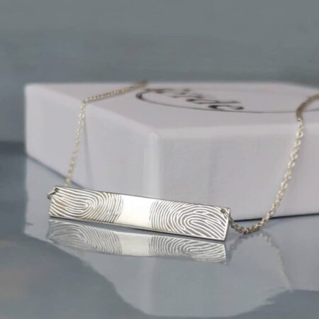 bar necklace fingerprint silver