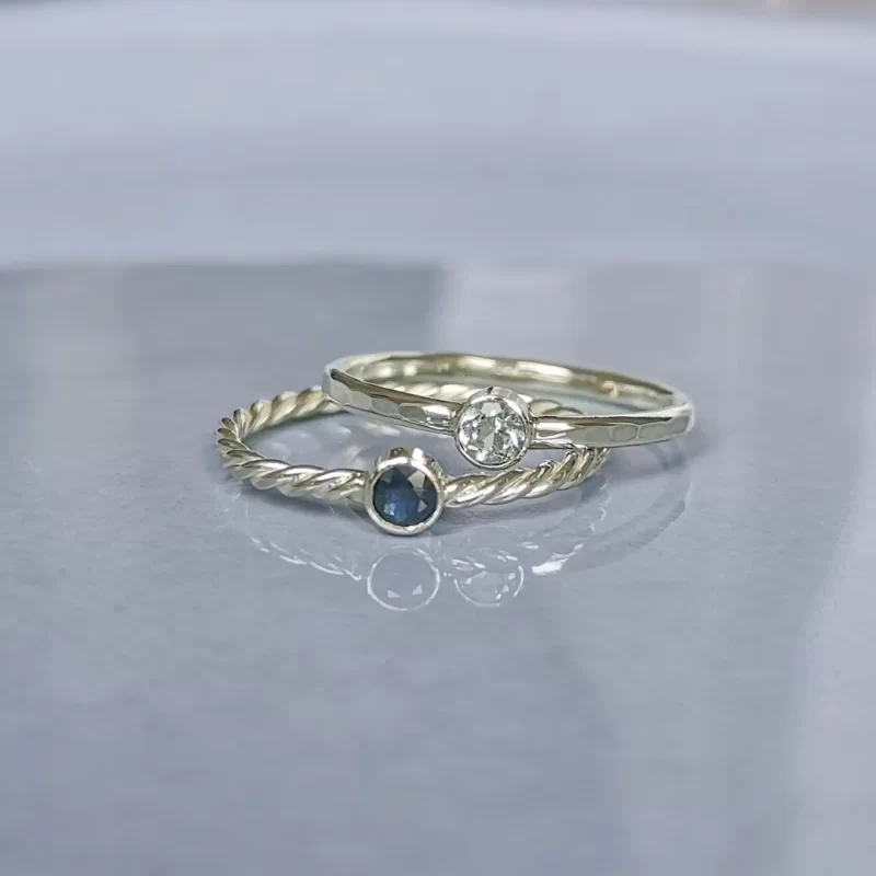 birthstone rings silver sapphire aquamarine