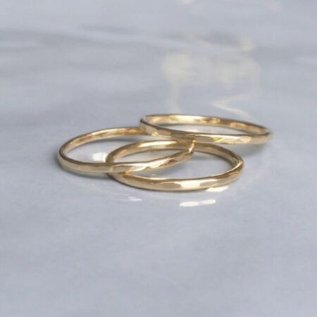 hammered stacking ring 14k gold