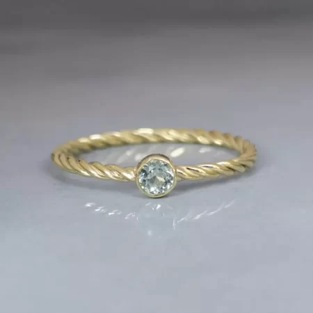 birthstone ring 14k gold aquamarine