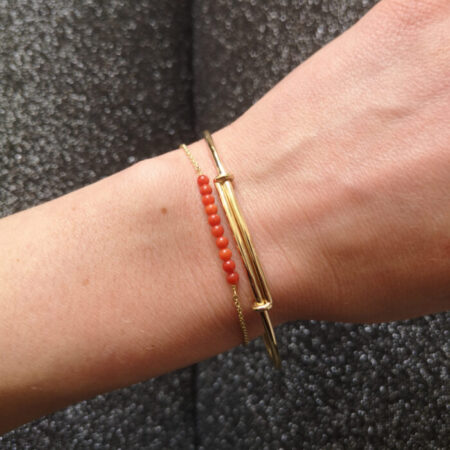 coral dots bracelet 14k gold