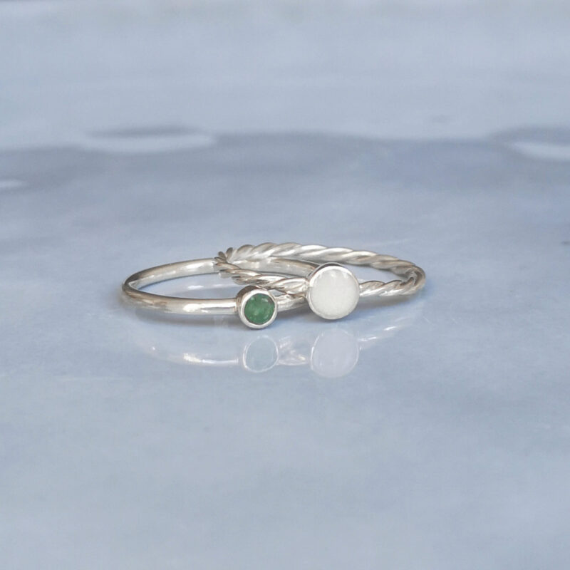 moedermelk geboortesteen ring zilver
