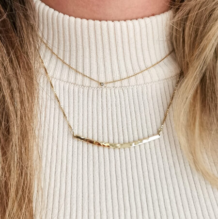 organic hammered necklace 14k gold