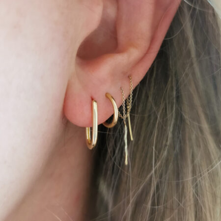 paperclip earhoops 14k