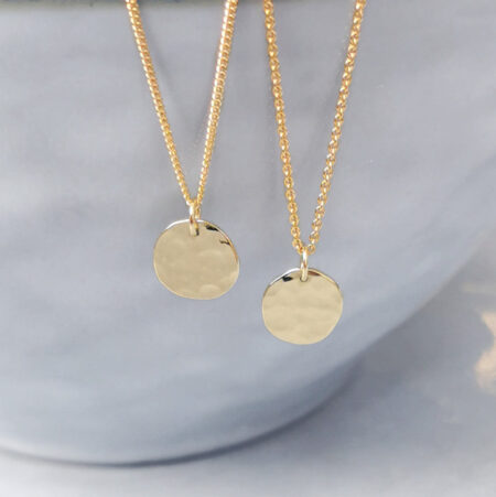 hammered coin necklace 14k gold